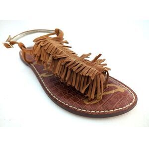 Womens Sam Edelman Gela-Brown Suede Fringe Sandals Flat Thongs Boho - Sz 9.5